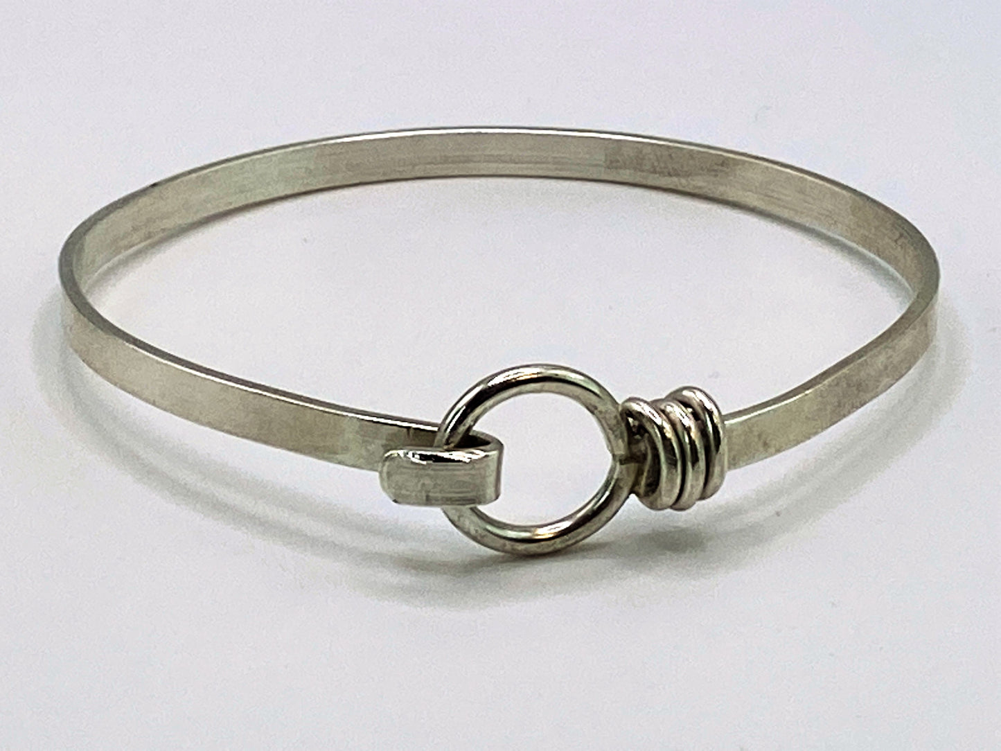 forged hallmarked silver sterling bracelet with band and ring design