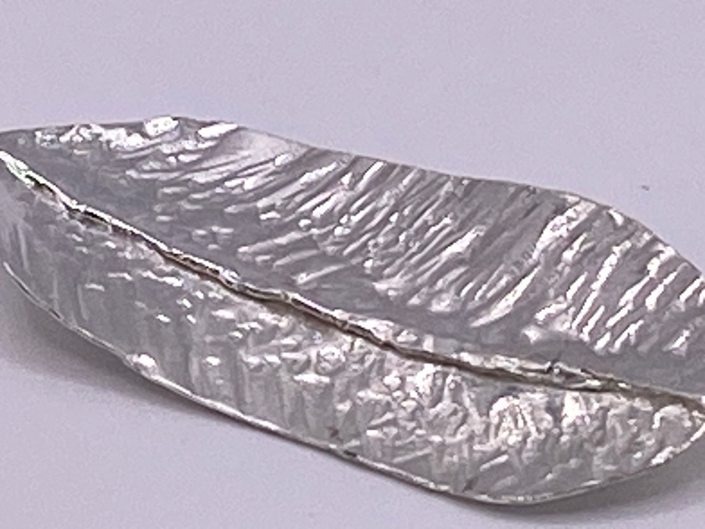 Hand forged hallmarked silver sterling feather pendant